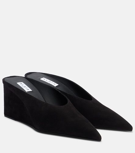 Alaïa Mules Cube 75 in suede con zeppa - Alaia - Modalova