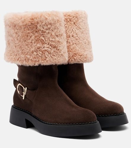 Zaki shearling-lined suede knee-high boots - Ferragamo - Modalova