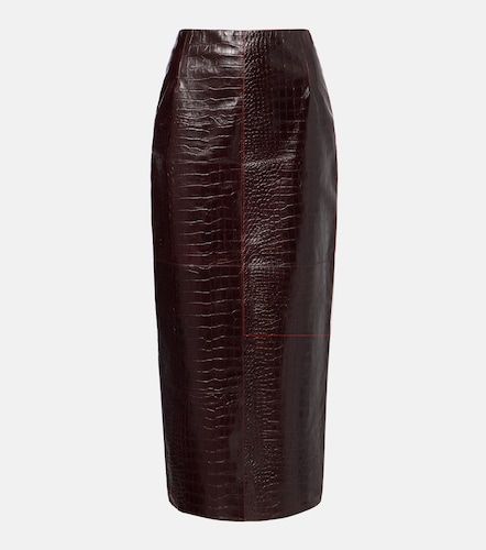 Elyse croc-effect leather pencil skirt - Nour Hammour - Modalova