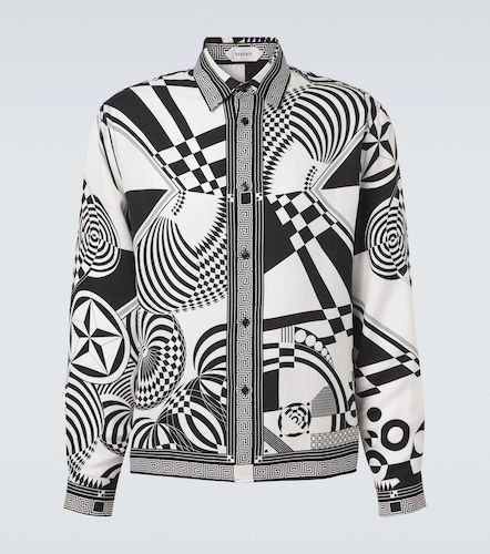 Camicia in twill di seta con stampa - Versace - Modalova