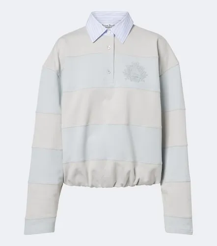 Striped cotton fleece polo sweatshirt - Acne Studios - Modalova
