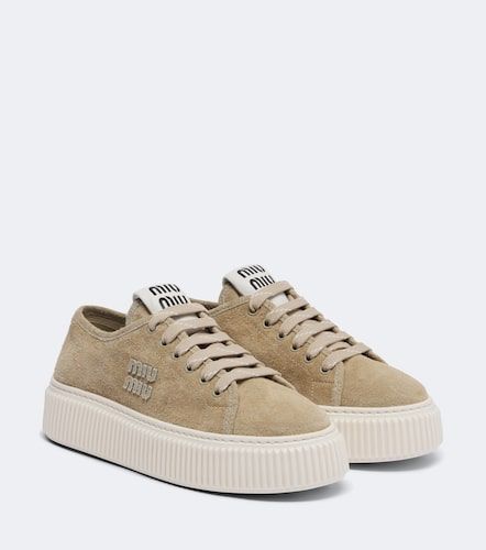 Zapatillas con plataforma de ante - Miu Miu - Modalova
