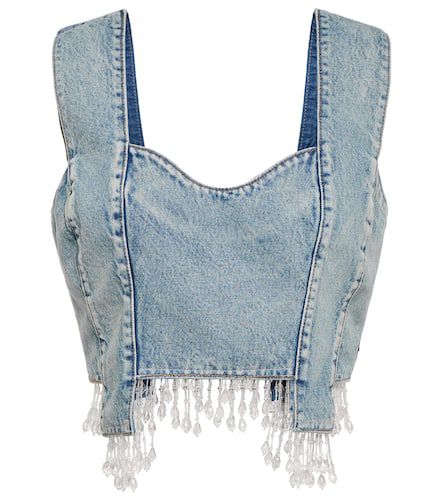 Ganni Embellished denim crop top - Ganni - Modalova