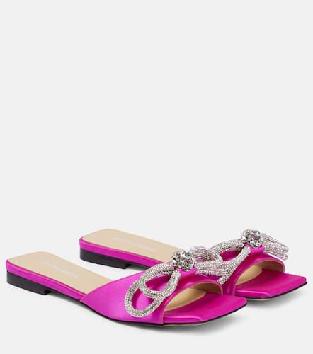 Double Bow embellished satin mules - Mach & Mach - Modalova