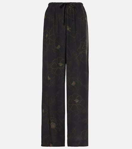 Floral silk straight pants - Dries Van Noten - Modalova