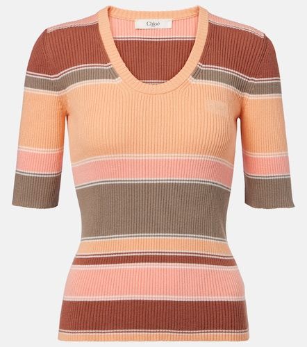 Chloé Top acanalado de algodón a rayas - Chloe - Modalova