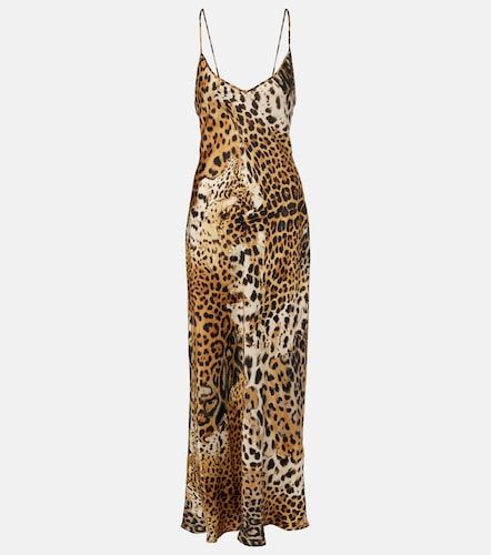 Vestido lencero de satén de seda estampado - Roberto Cavalli - Modalova