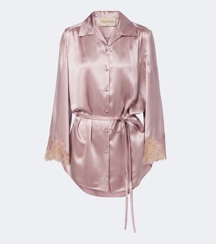 Camisa de satén de seda con encaje - Valentino - Modalova
