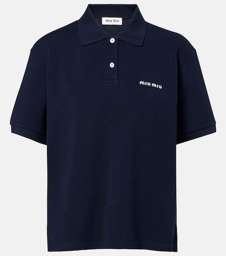 Logo cotton pique polo shirt - Miu Miu - Modalova
