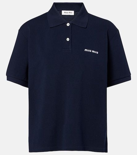 Polo de piqué de algodón con logo - Miu Miu - Modalova