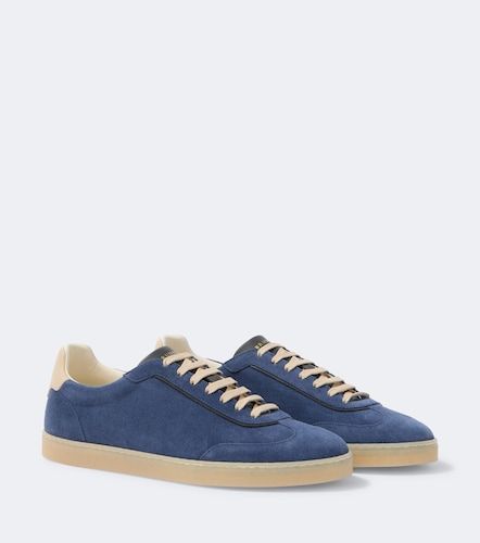 Leather-trimmed suede sneakers - Brunello Cucinelli - Modalova
