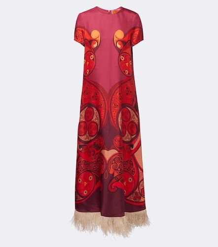 Vestido largo Swing de sarga de seda con plumas - La DoubleJ - Modalova