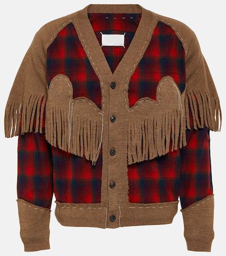 Fringed checked wool cardigan - Maison Margiela - Modalova