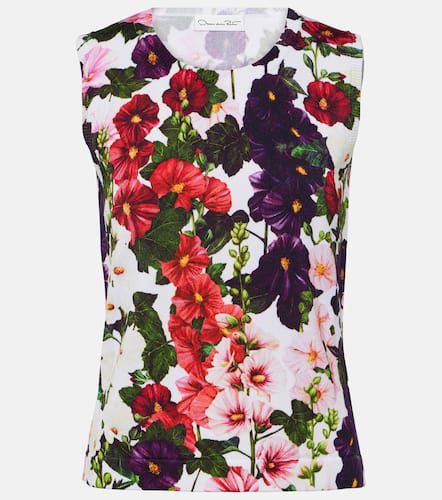 Floral cotton-blend tank top - Oscar de la Renta - Modalova