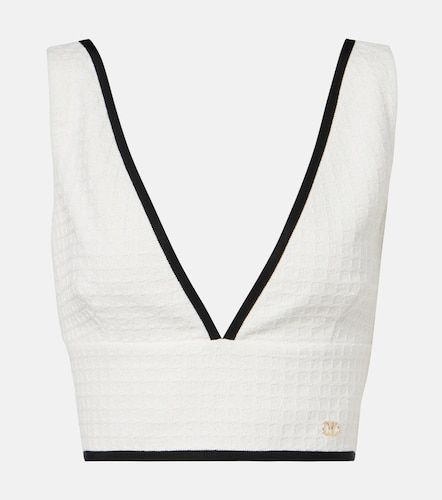 Crop top de sarga de algodón con VLogo - Valentino - Modalova