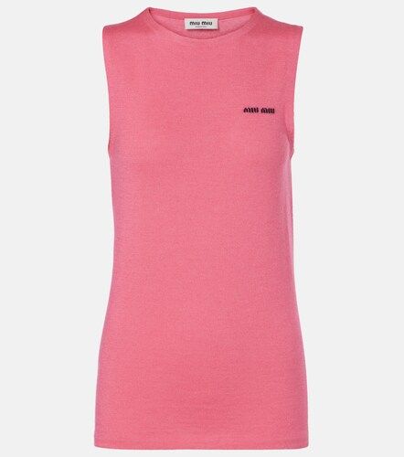 Miu Miu Logo cashmere and silk top - Miu Miu - Modalova