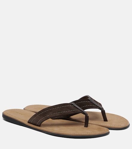 Beach leather-trimmed suede thong sandals - The Row - Modalova