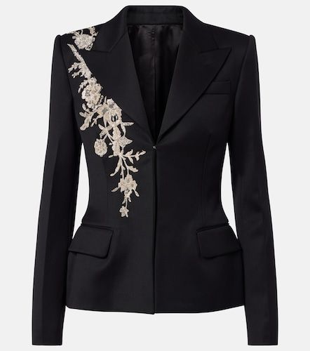 Blazer in lana con ricamo in perline - McQueen - Modalova