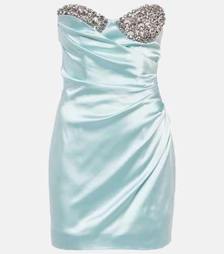 Abito corto in satin con cristalli - Area - Modalova