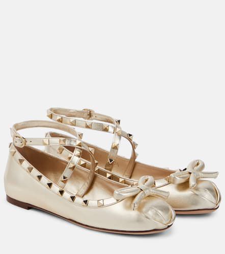 Rockstud metallic leather ballet flats - Valentino Garavani - Modalova