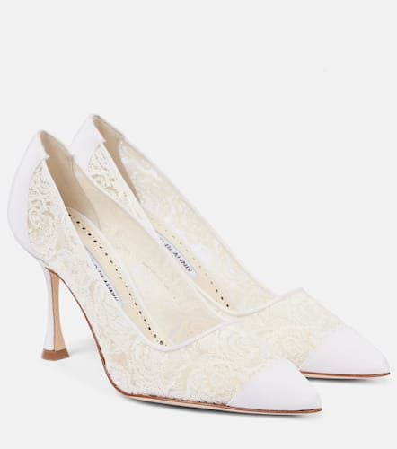 Pumps Sololaria 90 in pizzo e suede - Manolo Blahnik - Modalova