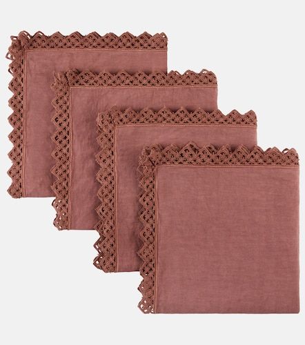 Set de 4 servilletas de lino con macramé - Once Milano - Modalova