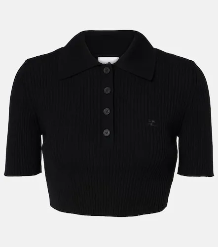 Ribbed-knit cropped polo shirt - Courreges - Modalova