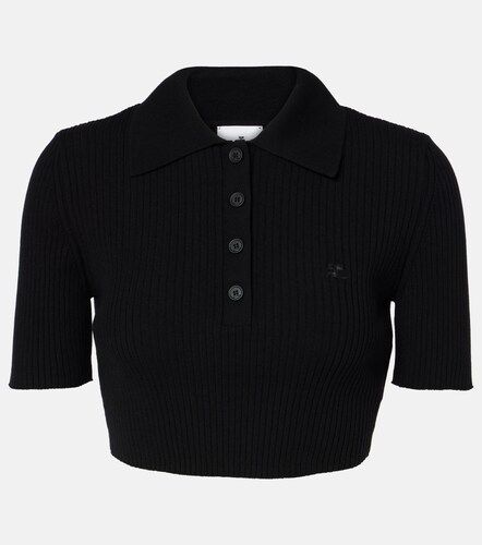 Ribbed-knit cropped polo shirt - Courreges - Modalova
