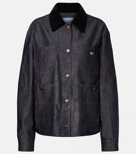 Giacca in chambray di cotone e lino - Prada - Modalova