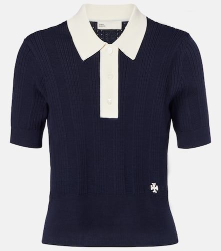 Cotton pointelle polo shirt - Tory Burch - Modalova