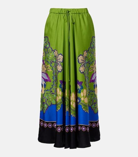 Falda midi de seda estampada - La DoubleJ - Modalova