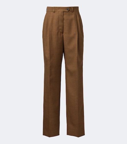 Pantalones rectos de lana virgen plisados - Prada - Modalova