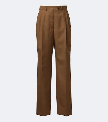 Pleated virgin wool straight pants - Prada - Modalova