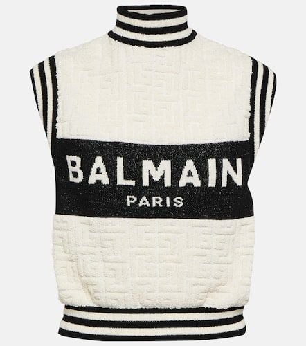 Balmain Logo jacquard bouclÃ© top - Balmain - Modalova