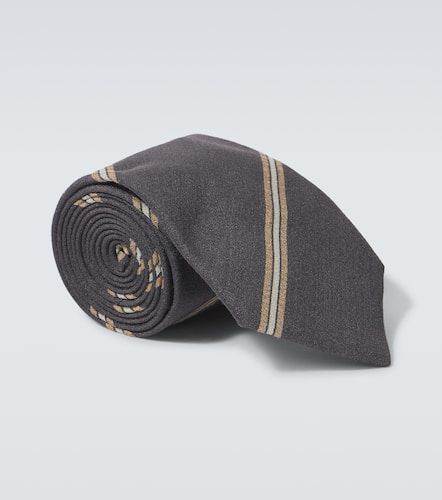 Printed silk satin tie - Brunello Cucinelli - Modalova