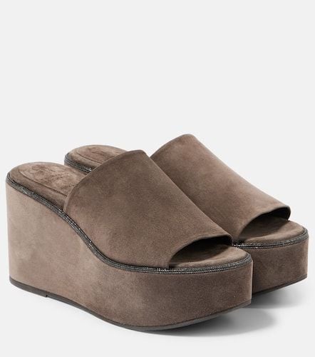 Monili suede wedge mules - Brunello Cucinelli - Modalova