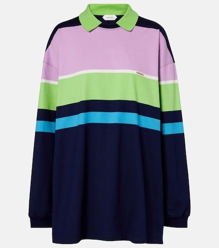Polo de jersey de algodón a rayas - Versace - Modalova