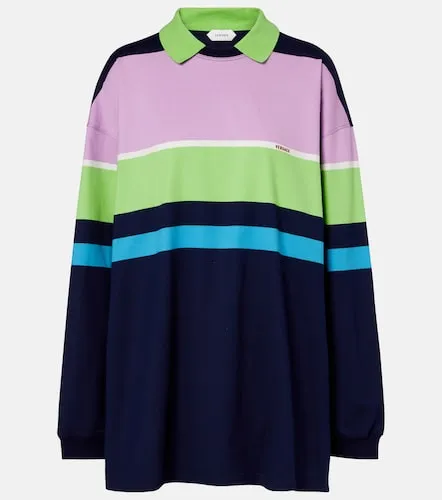 Striped cotton jersey polo sweater - Versace - Modalova