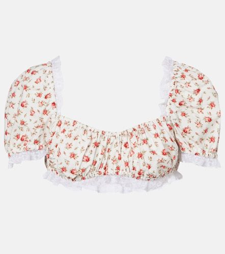 Crop top de popelín de algodón con encaje - Dolce&Gabbana - Modalova