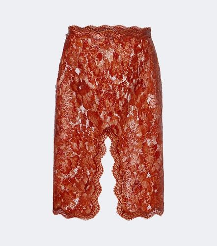 Scalloped coated lace pencil skirt - Saint Laurent - Modalova