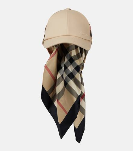 Scarf-detail cotton and silk baseball cap - Burberry - Modalova