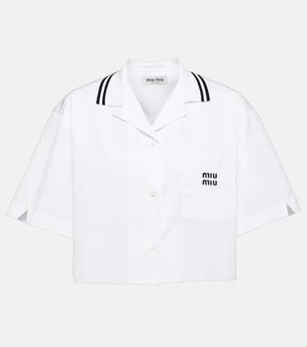 Logo cotton poplin cropped shirt - Miu Miu - Modalova