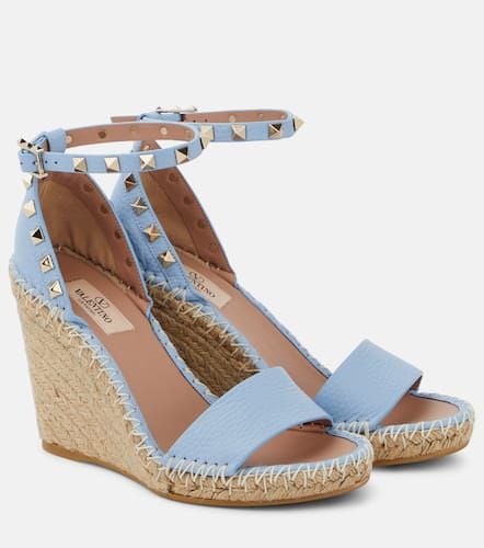 Rockstud Double leather espadrille wedges - Valentino Garavani - Modalova