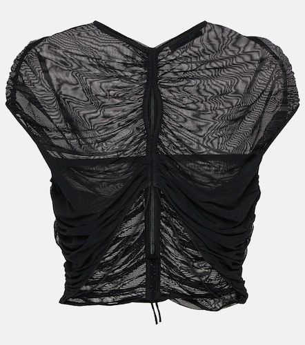 Top cropped in mesh con cut-out - Mugler - Modalova