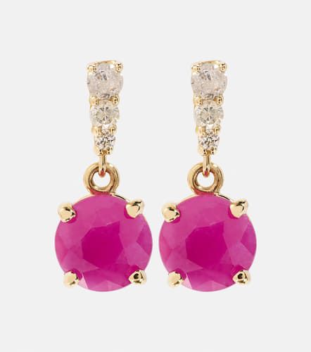 Kt gold earrings with rubies and diamonds - Stone and Strand - Modalova