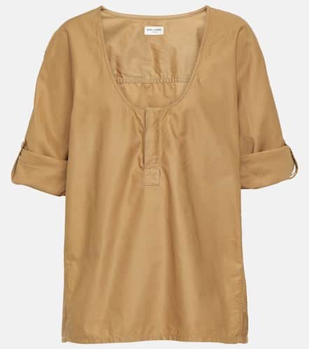 Cotton and linen twill top - Saint Laurent - Modalova