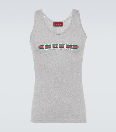 Logo ribbed-knit cotton jersey tank top - Gucci - Modalova