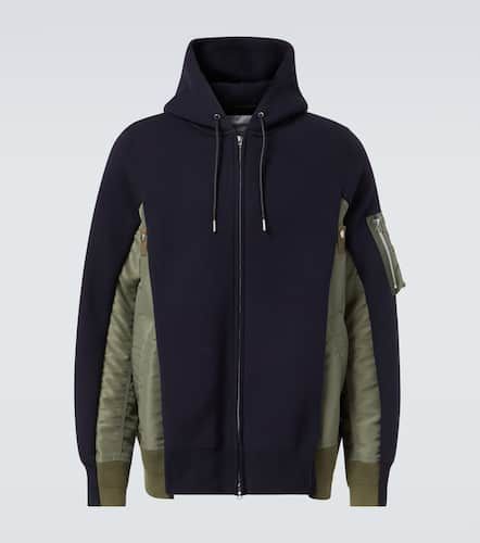 Cotton jersey and technical twill hoodie - Sacai - Modalova