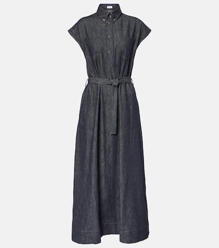 Belted denim maxi dress - Brunello Cucinelli - Modalova