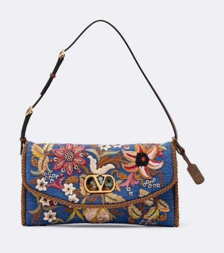 DeVain Small embroidered denim shoulder bag - Valentino Garavani - Modalova